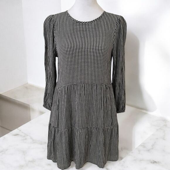 Abercrombie & Fitch Dresses & Skirts - Abercrombie & Fitch Women Black & White Long Sleeves Plaid Mini Dress Size XS